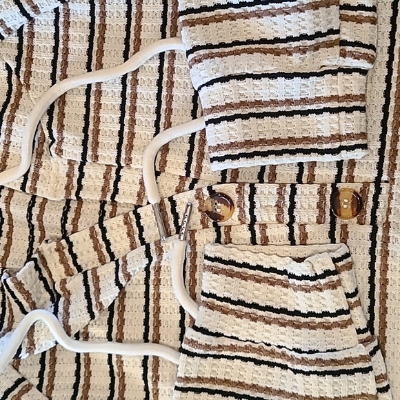 Striped Hoodie with Button Detail - Picture 2 of 5